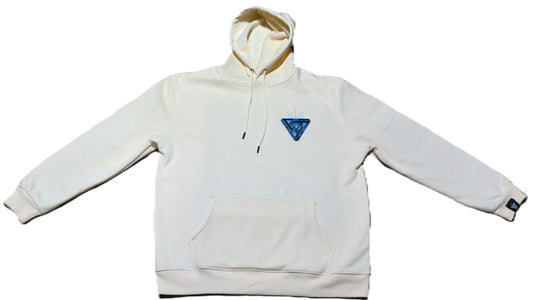 (PREORDER) CREAM AND BLUE  VELVET HOODIE