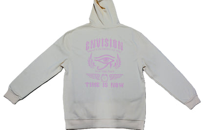 (PREORDER) CREAM AND PINK VELVET HOODIE